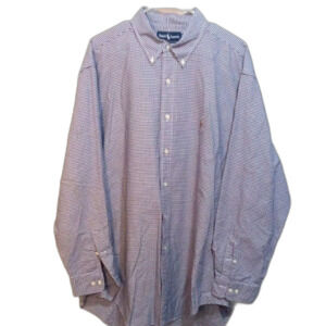 Ralph Lauren Shirt Size 17 Neck, 34/35 Black/white Yarmouth Oxford Button Down